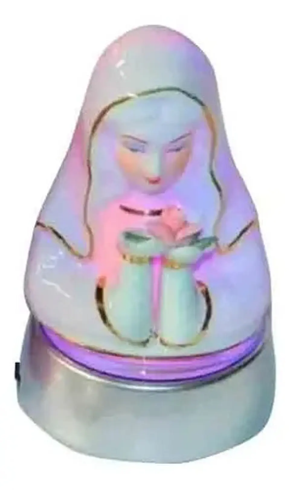 Porcelana Virgen María Rosa Mística Base Luz  2