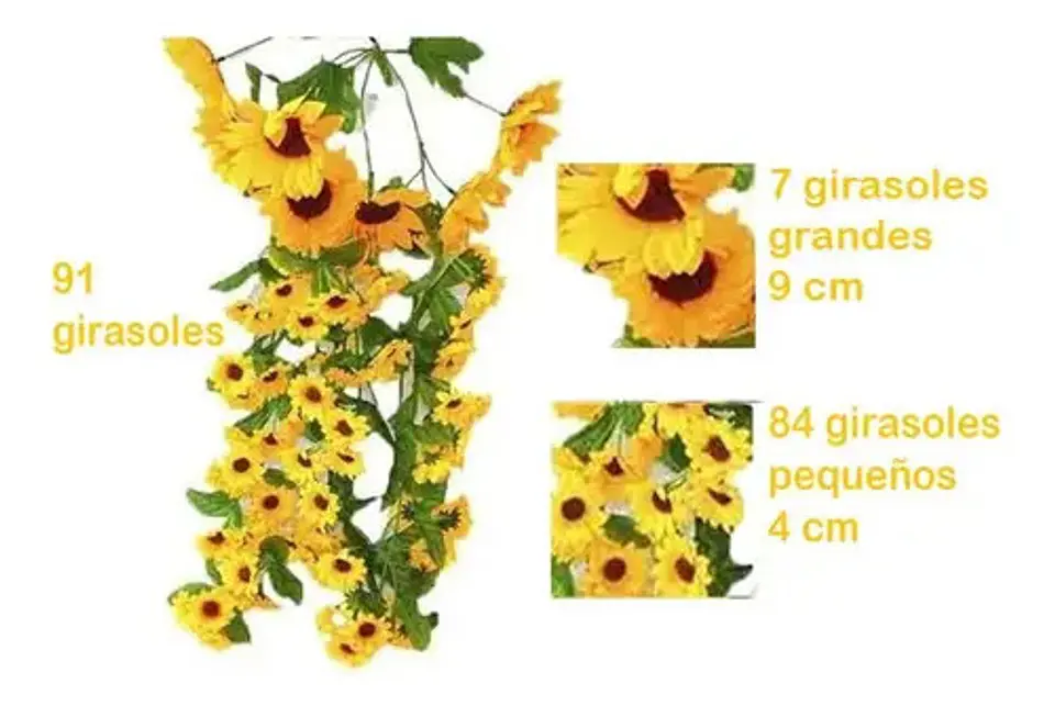Girasol Rosas Flores Artificiales Ref 119-90 Flor Enredadera 2