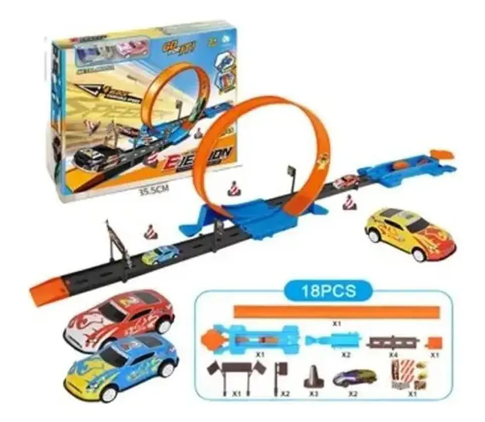Pista Carros 360 Cars  Coche Lanzador Juguete 2 Corros Niños 2