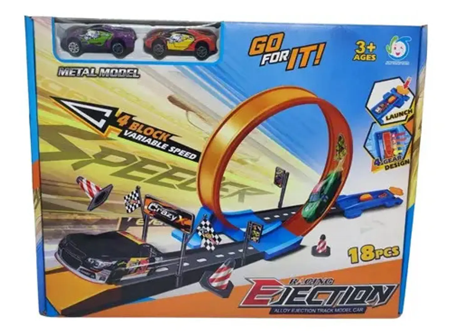 Pista Carros 360 Cars  Coche Lanzador Juguete 2 Corros Niños 3