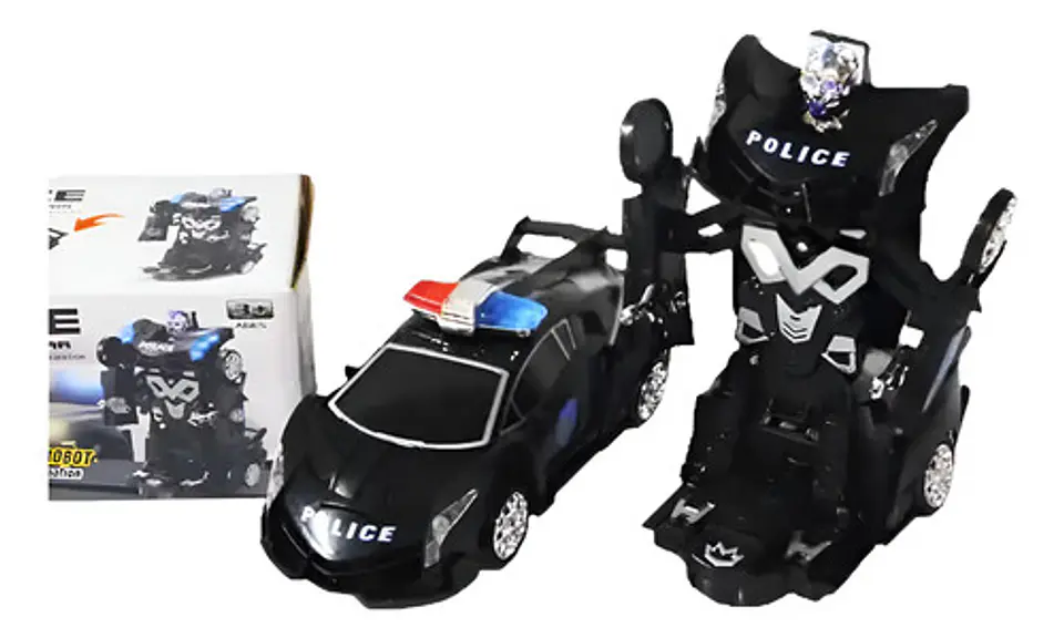 Transforme Carro Robot Luz Sonido Movimiento Juguete Police  1