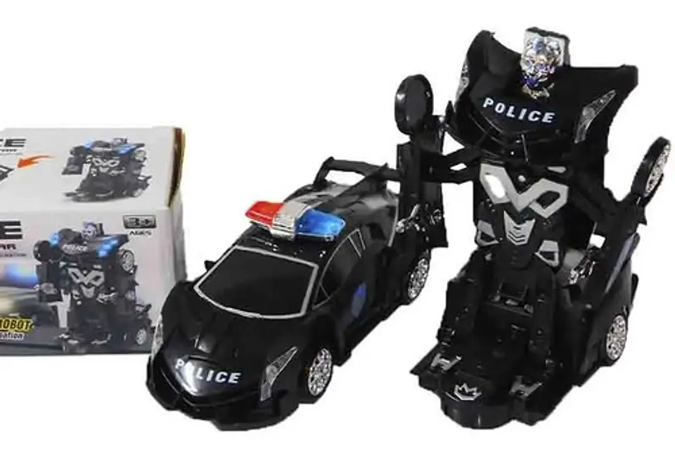 Transforme Carro Robot Luz Sonido Movimiento Juguete Police  2