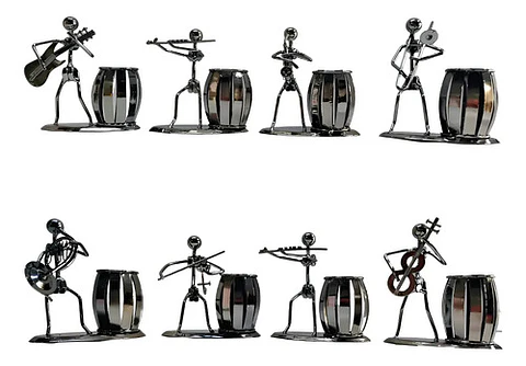 Mazugi Porta Esferos Musico Metal Plateado 1 Compartimento