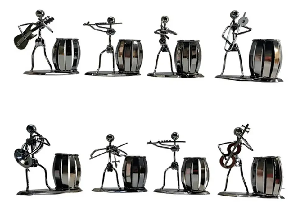 Mazugi Porta Esferos Musico Metal Plateado 1 Compartimento 1