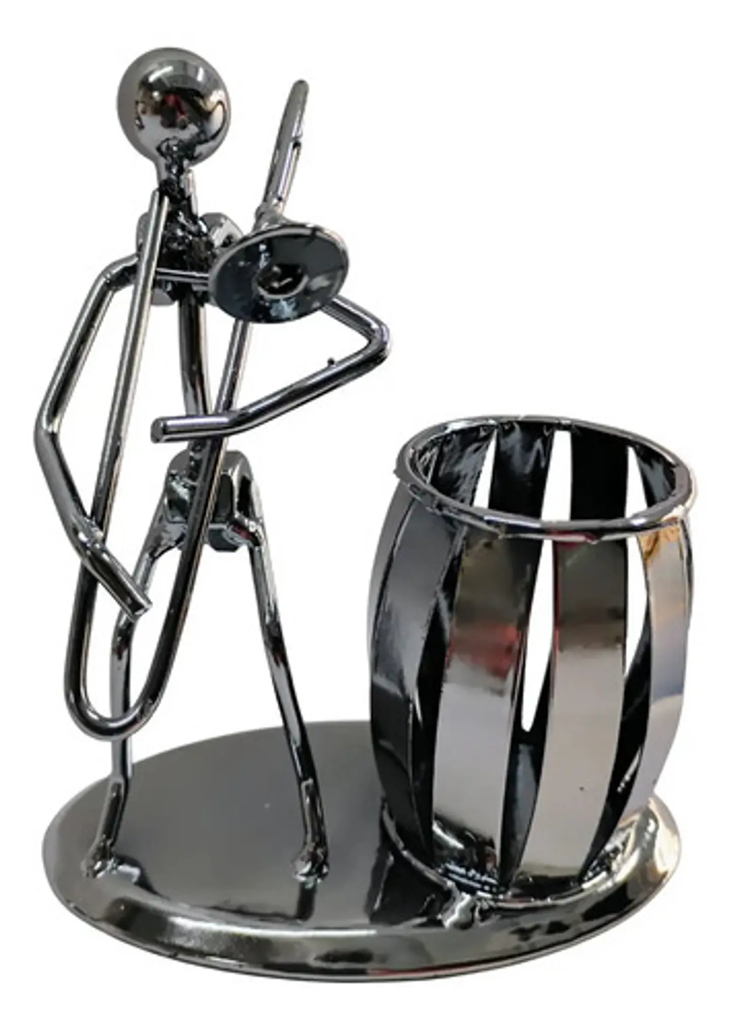 Mazugi Porta Esferos Musico Metal Plateado 1 Compartimento 2