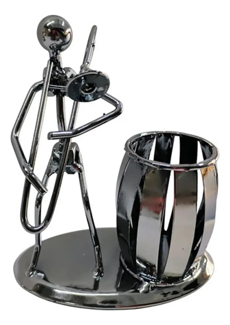 Mazugi Porta Esferos Musico Metal Plateado 1 Compartimento 2