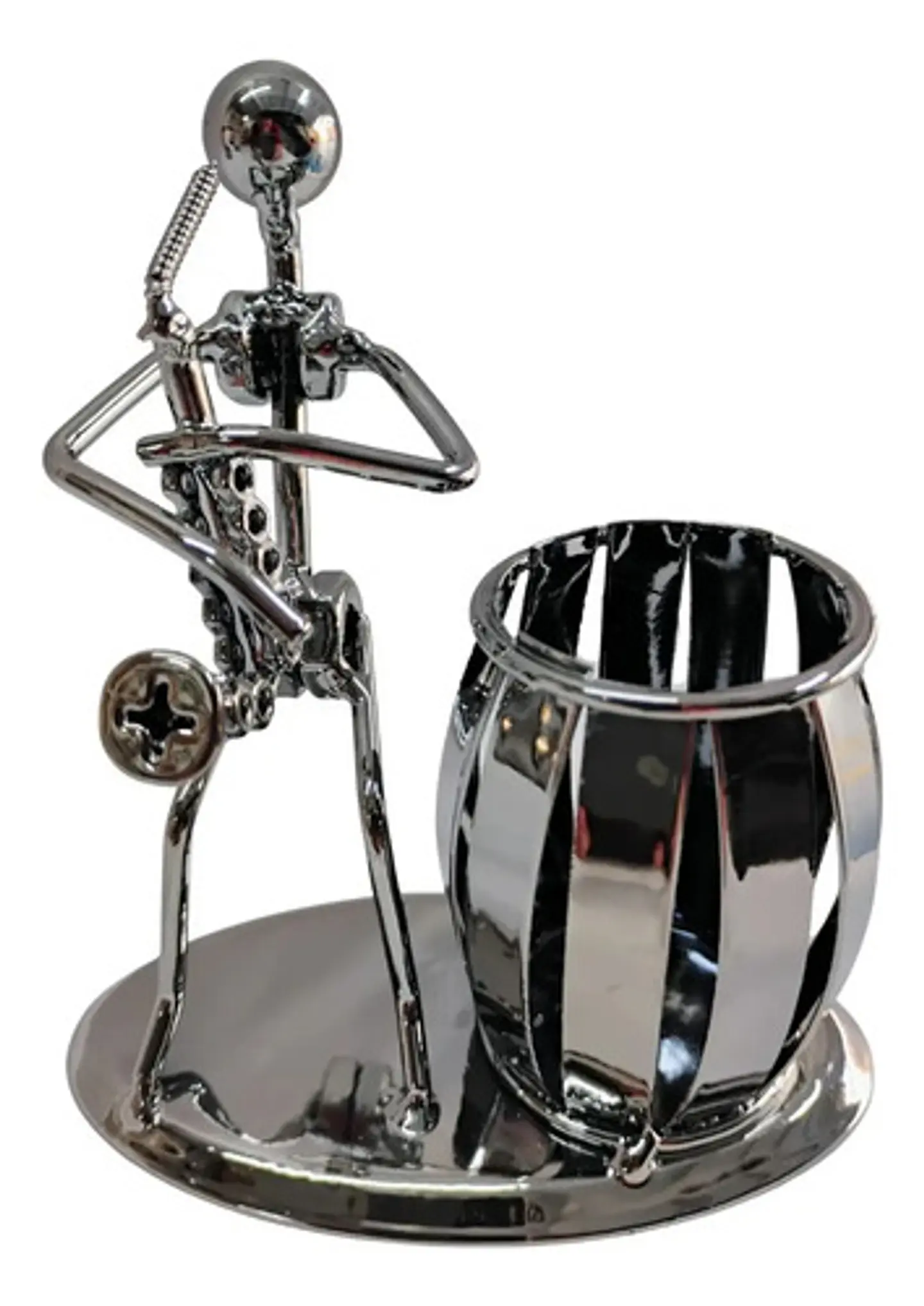 Mazugi Porta Esferos Musico Metal Plateado 1 Compartimento 3