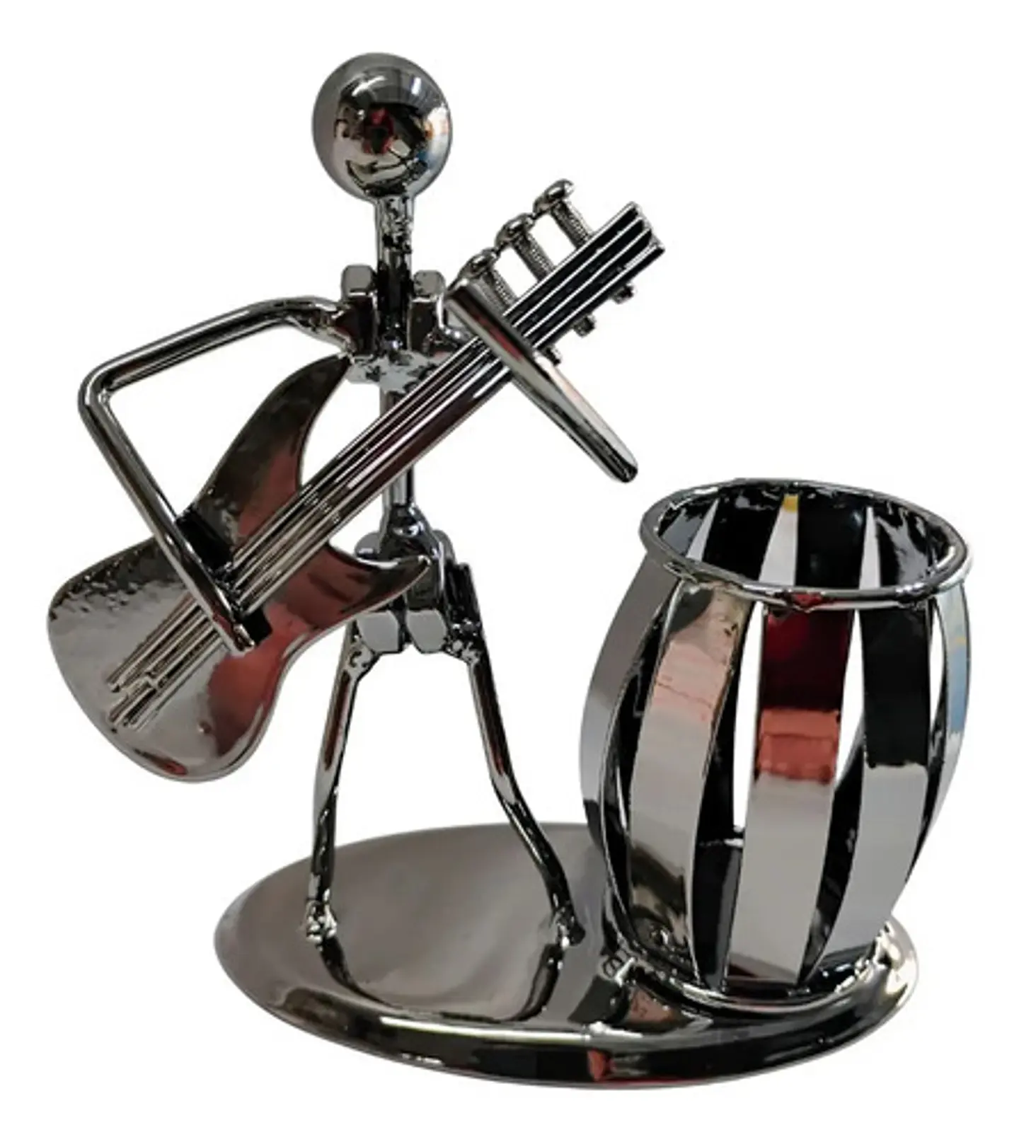 Mazugi Porta Esferos Musico Metal Plateado 1 Compartimento 5