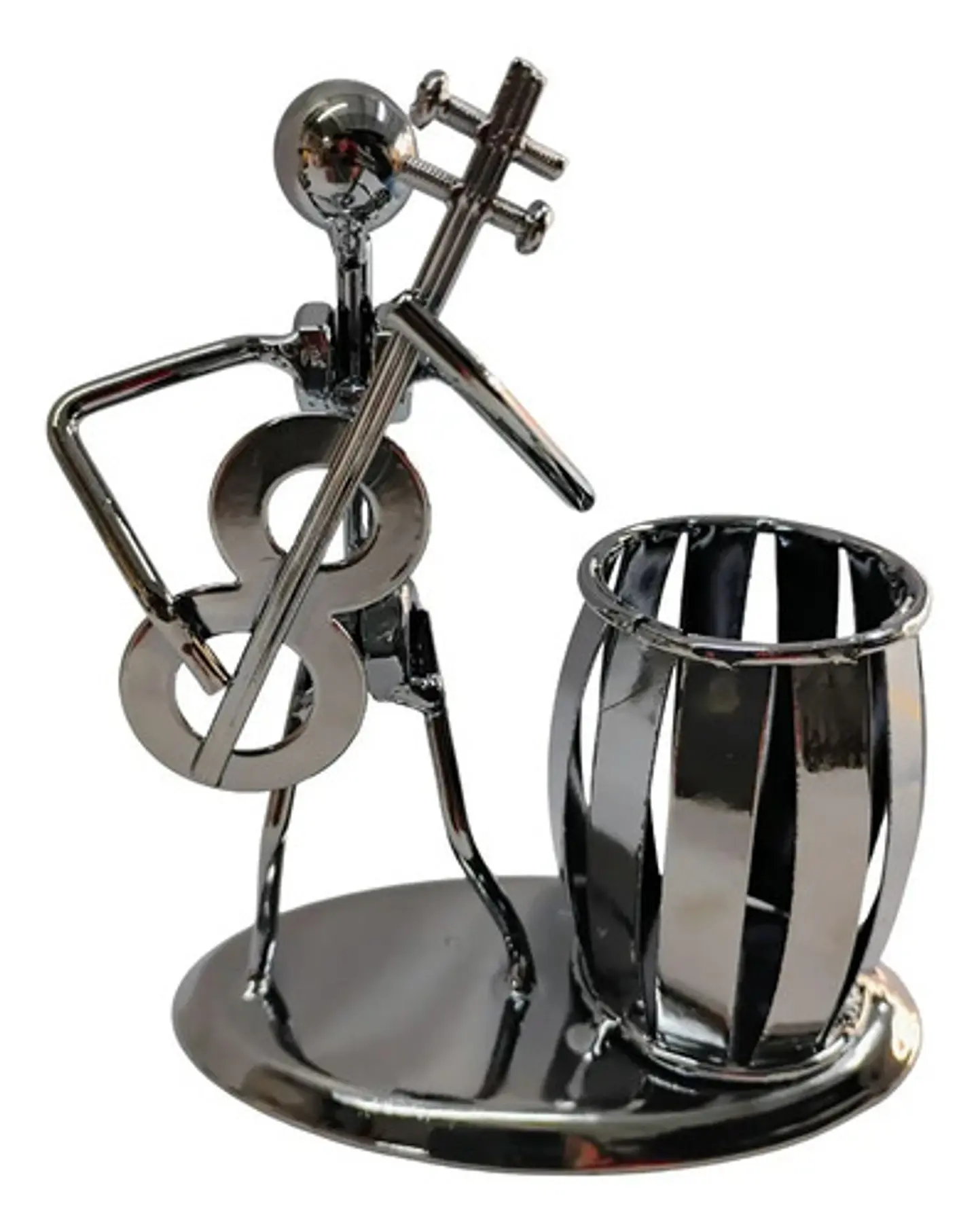 Mazugi Porta Esferos Musico Metal Plateado 1 Compartimento 6