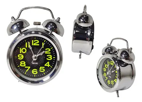  Alarma Reloj Despertador Mesa Plateado Campana Ref 670b