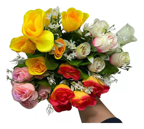 Rosas Pequeñas Matas Flores Artificiales Decoración  119-7c