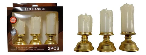 Vela Con Candelabro Decoración Veladoras Luz Led Wm1127c Luc