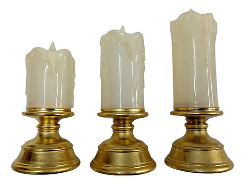 Vela Con Candelabro Decoración Veladoras Luz Led Wm1127c Luc