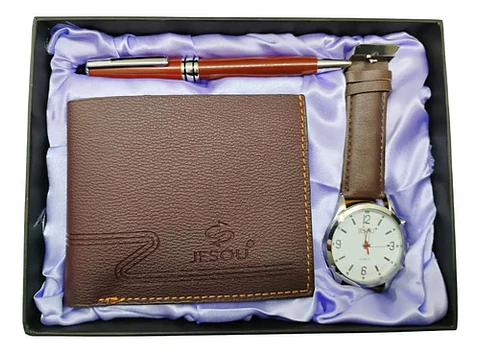 Estuche De Lujo Hombre Regalo Padre Reloj Esfero Biletera 