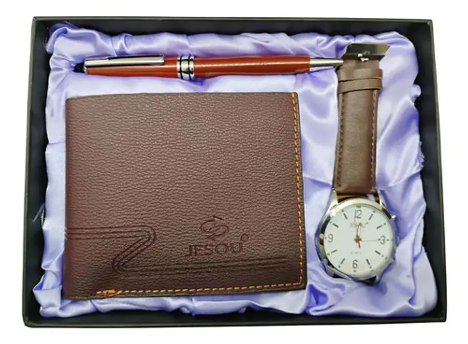 Estuche De Lujo Hombre Regalo Padre Reloj Esfero Biletera  1