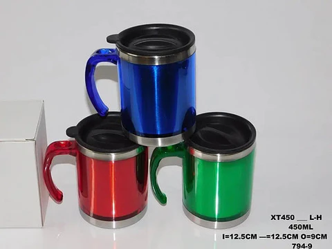 Mug Tapa Hermetica Acero Inoxidable 450 Mililitros Xt450 Reg