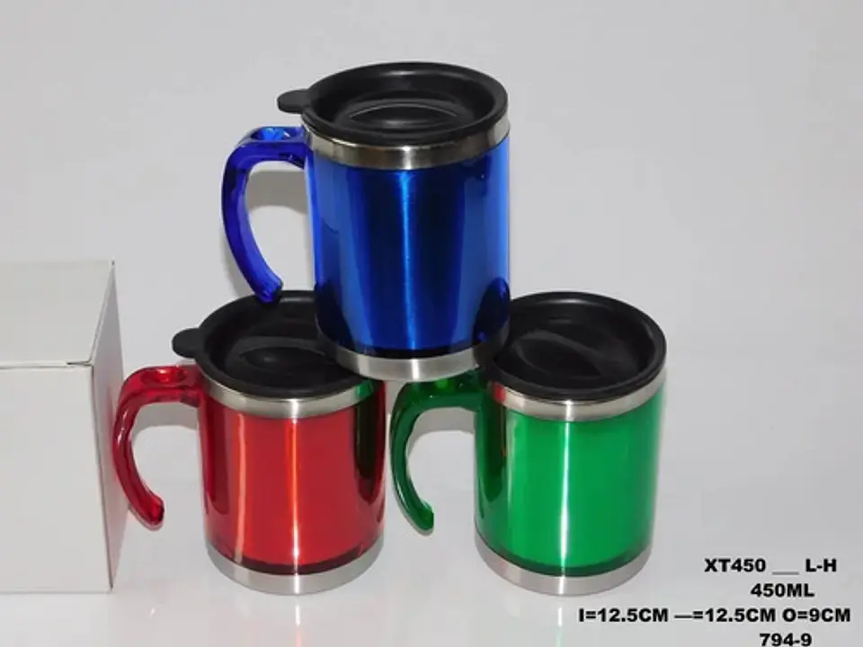Mug Tapa Hermetica Acero Inoxidable 450 Mililitros Xt450 Reg 2