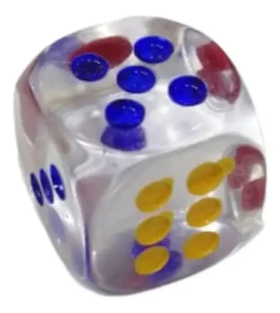 Dados Grandes Transparente Puntos Azules Rojos Poker 1 Dado 1
