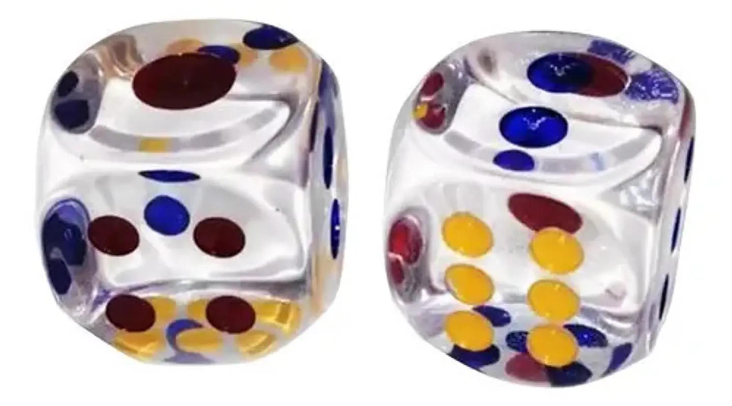 Dados Grandes Transparente Puntos Azules Rojos Poker 1 Dado 3