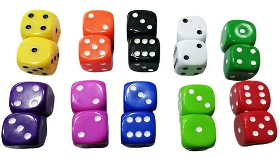 Dados X20 Und Color Mate  2cm Poker Cartas Juego Mesa  1