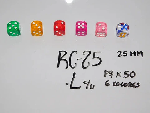 Dados X20 Und Color Mate  2cm Poker Cartas Juego Mesa 