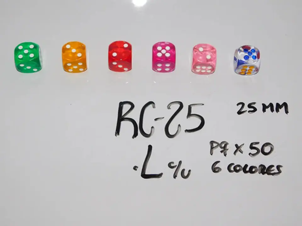 Dados X20 Und Color Mate  2cm Poker Cartas Juego Mesa  2