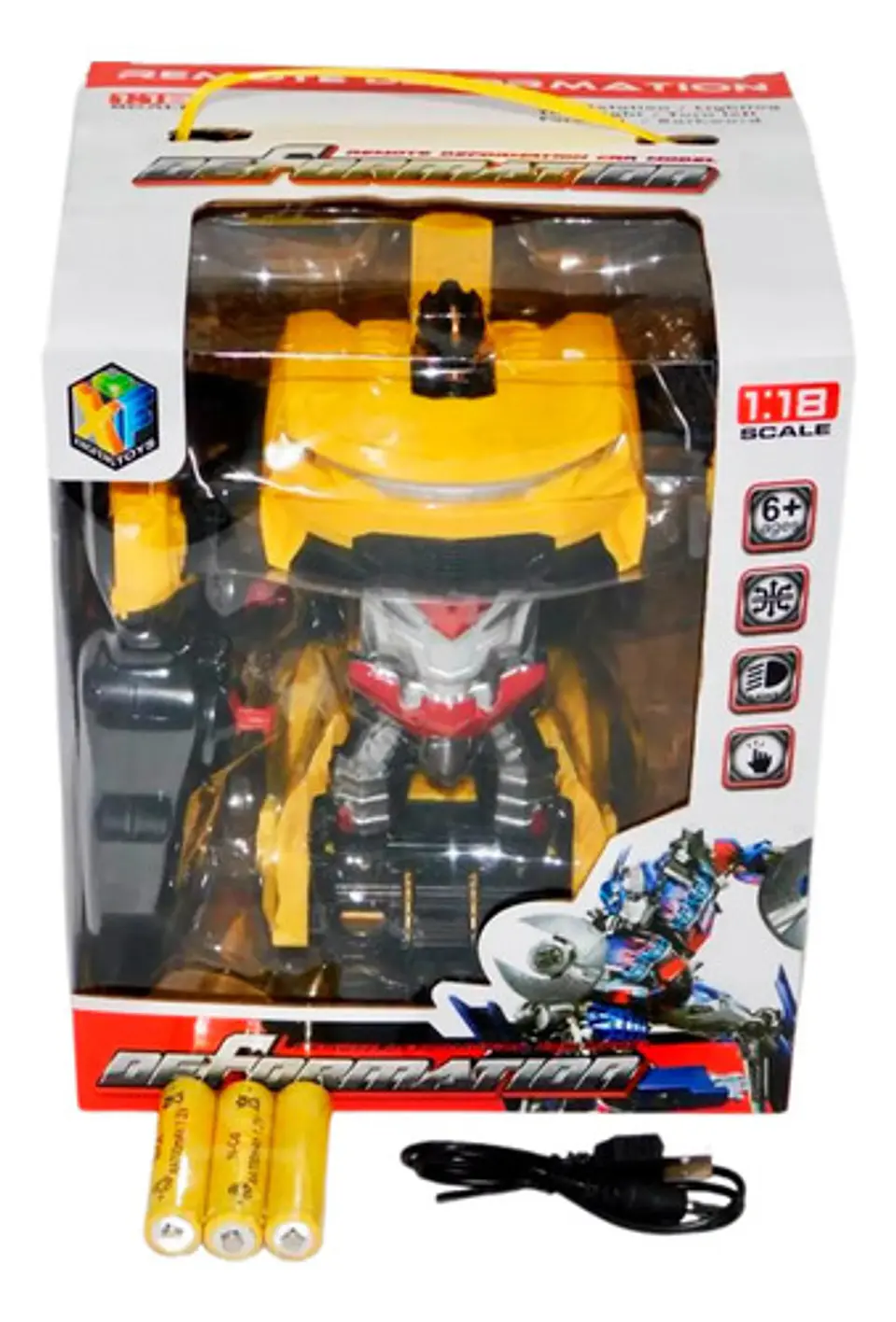 Carro Control Amarillo Robot Sonido Luces Transformers Jugue 8