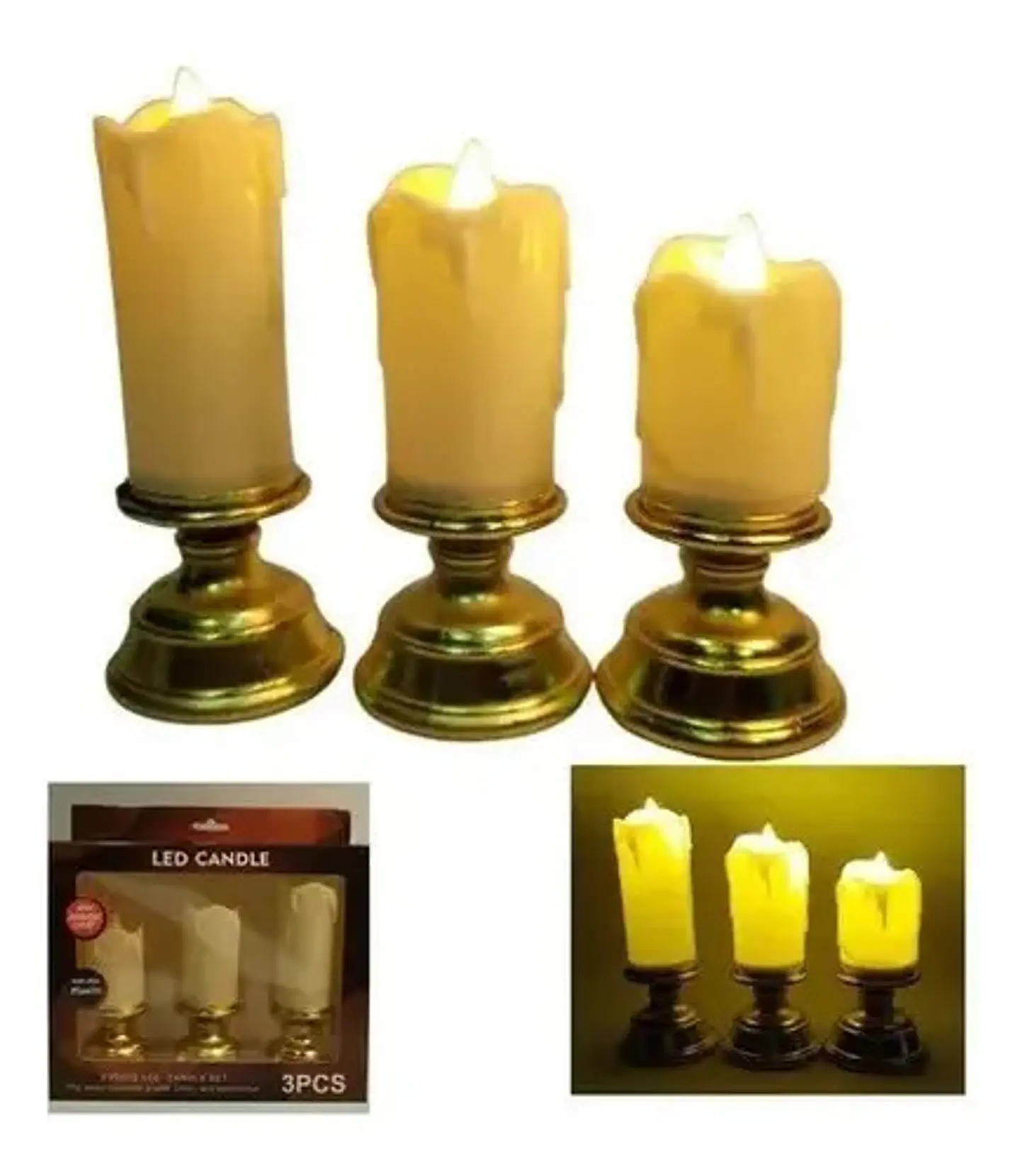 Vela Luz Luces X3 Und Velón Pila Altar Decoracion Religuioso 1