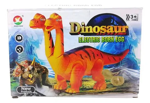 Dinosaurio Pone Huevos 40cm 2 Cabezas Sonido Luz  Rex 666-5a