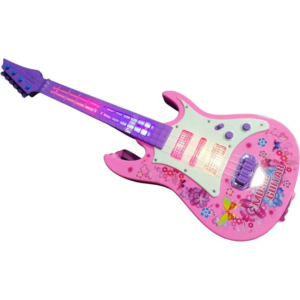 Guitarra FUCSIA juguete luces sonido niños regalo instrumento 1