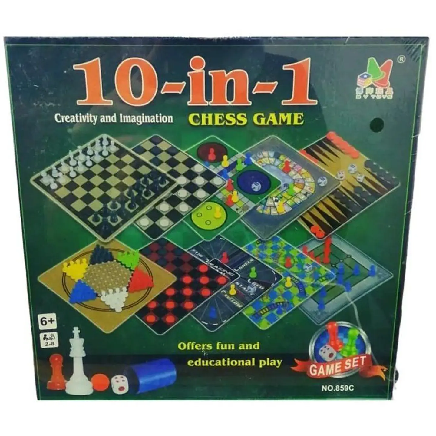 Juego 10 en 1 parques dama china ajedrez escalera ganso 859c 2