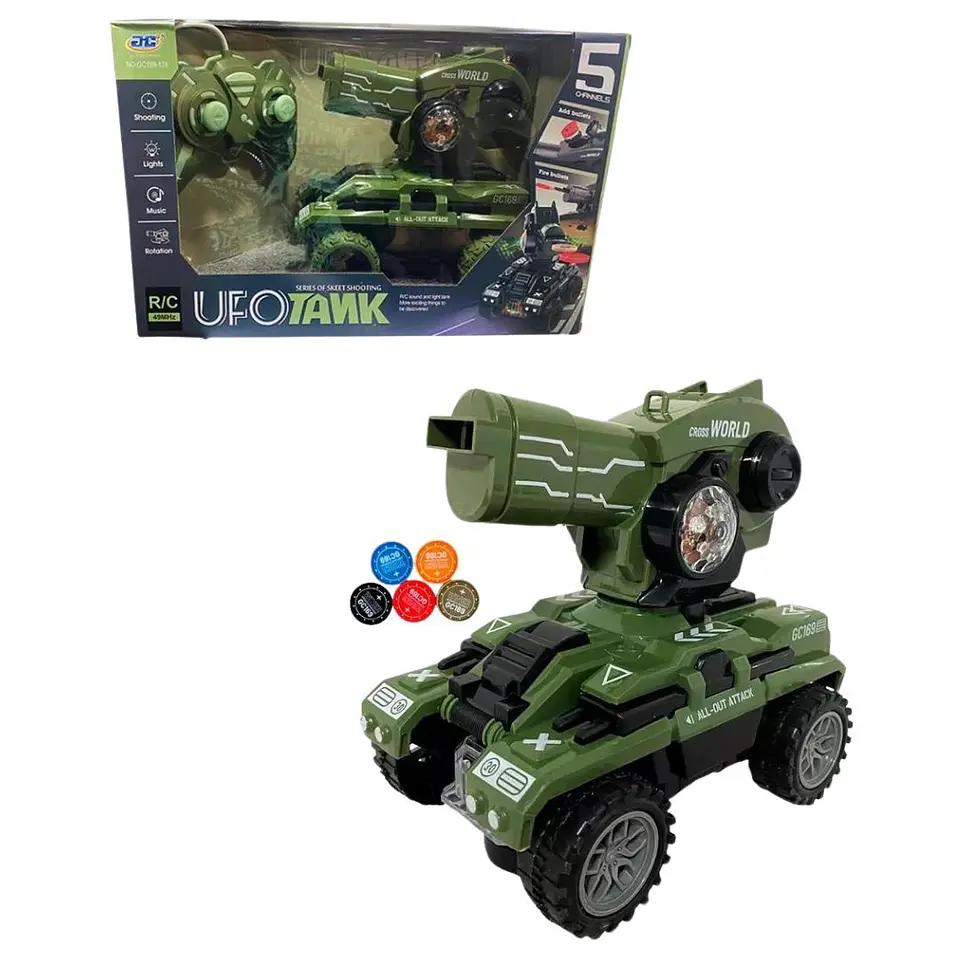 Carro Tanque Control Remoto Lanzador Música Luz Movimiento 2