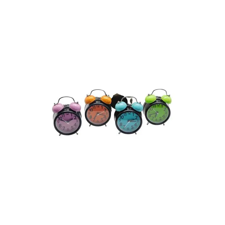 Reloj despertador doble campana con luz - colores pasteles 1