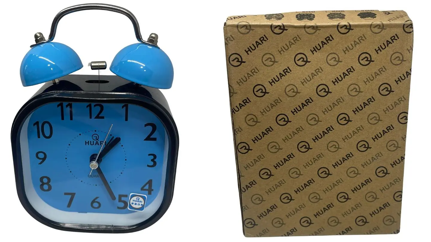 Reloj Despertado Cuadrado Con Campana Azul Rosado Naranja 4