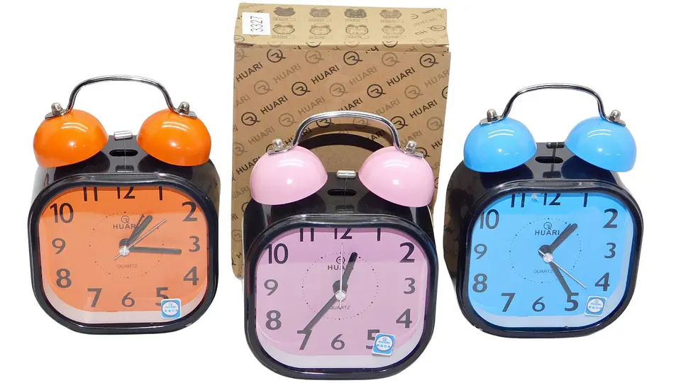 Reloj Despertado Cuadrado Con Campana Azul Rosado Naranja 5