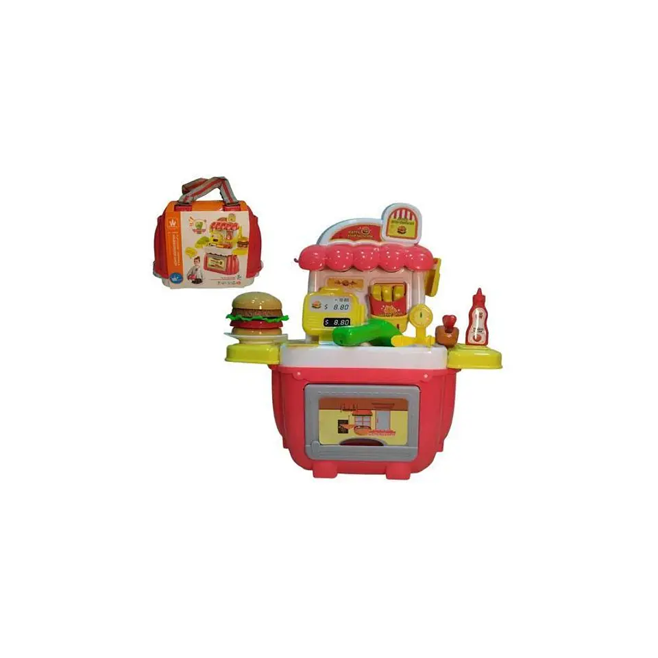 Juguete set de accesorios comidas rapidas maleta para niños 1