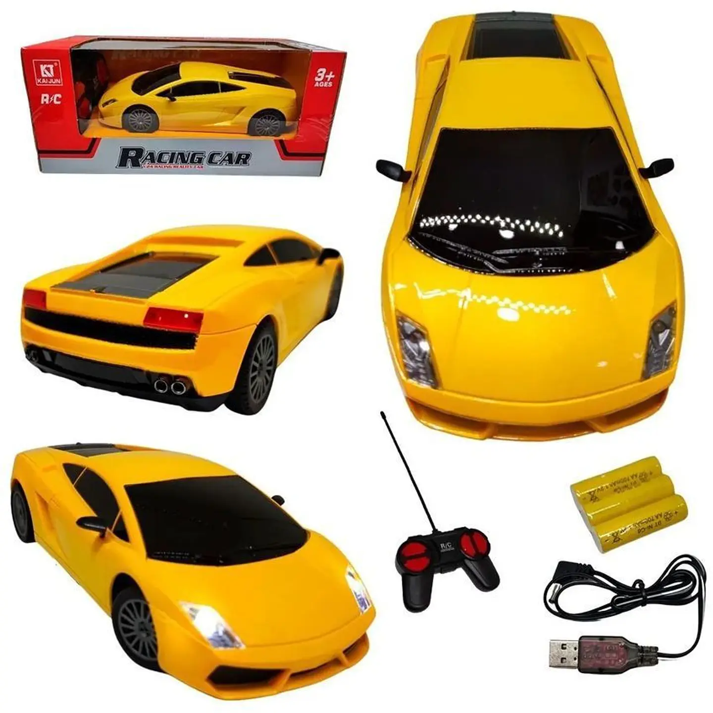 Carro luces metalizado recargable control remoto 124 1