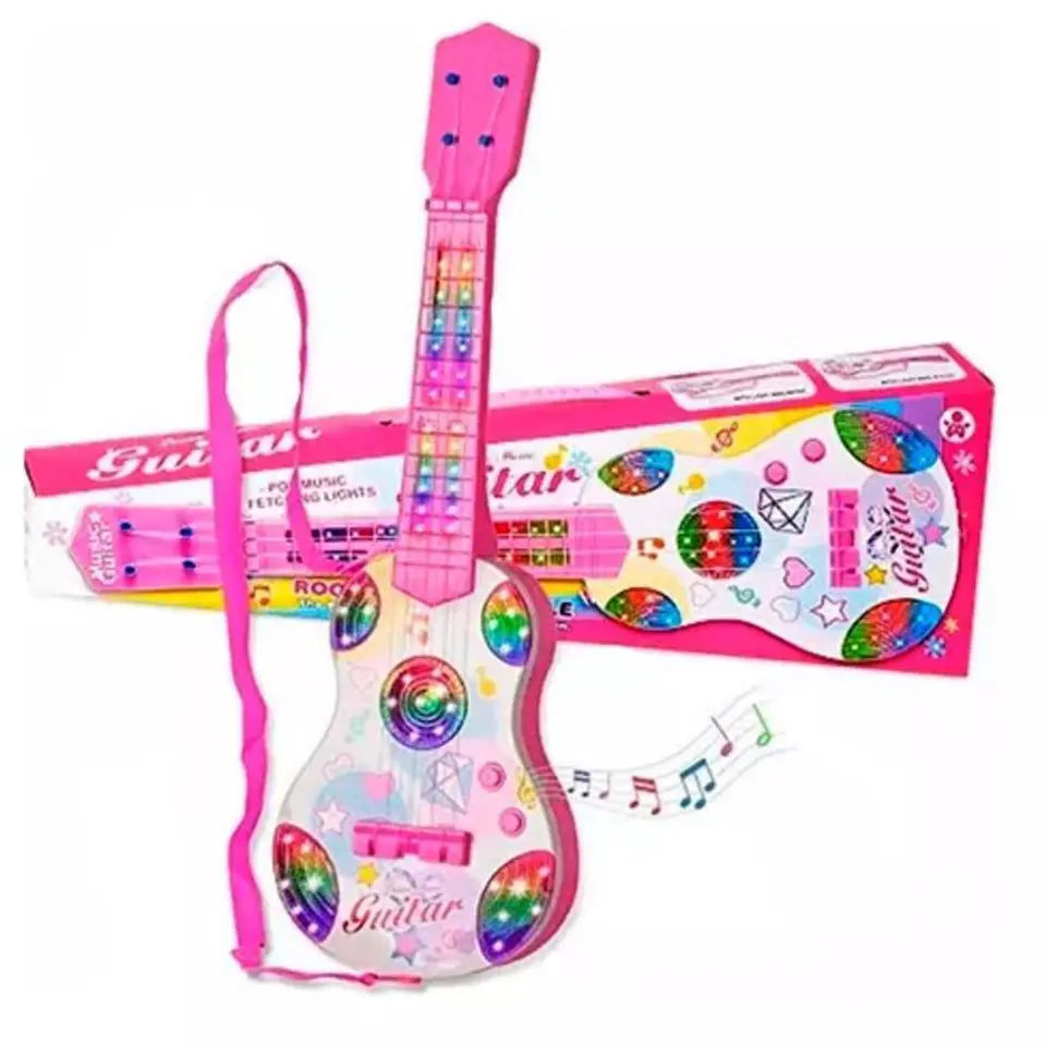 Guitarra juguete luces sonido niños regalo instrumento niña 1