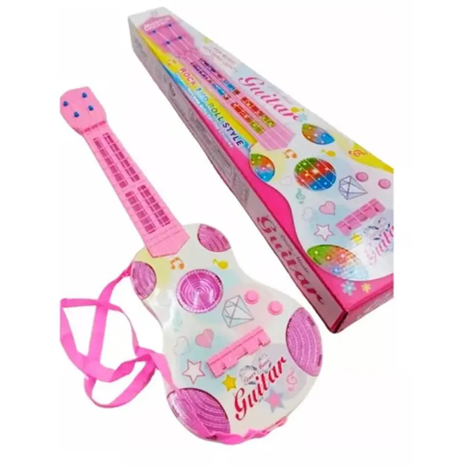 Guitarra juguete luces sonido niños regalo instrumento niña 2