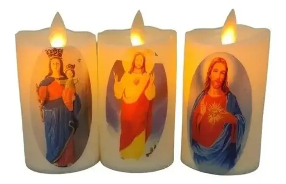 Vela Funcion De Pila Altar Luz  Led 7x5cm Velas Wm1003a  2