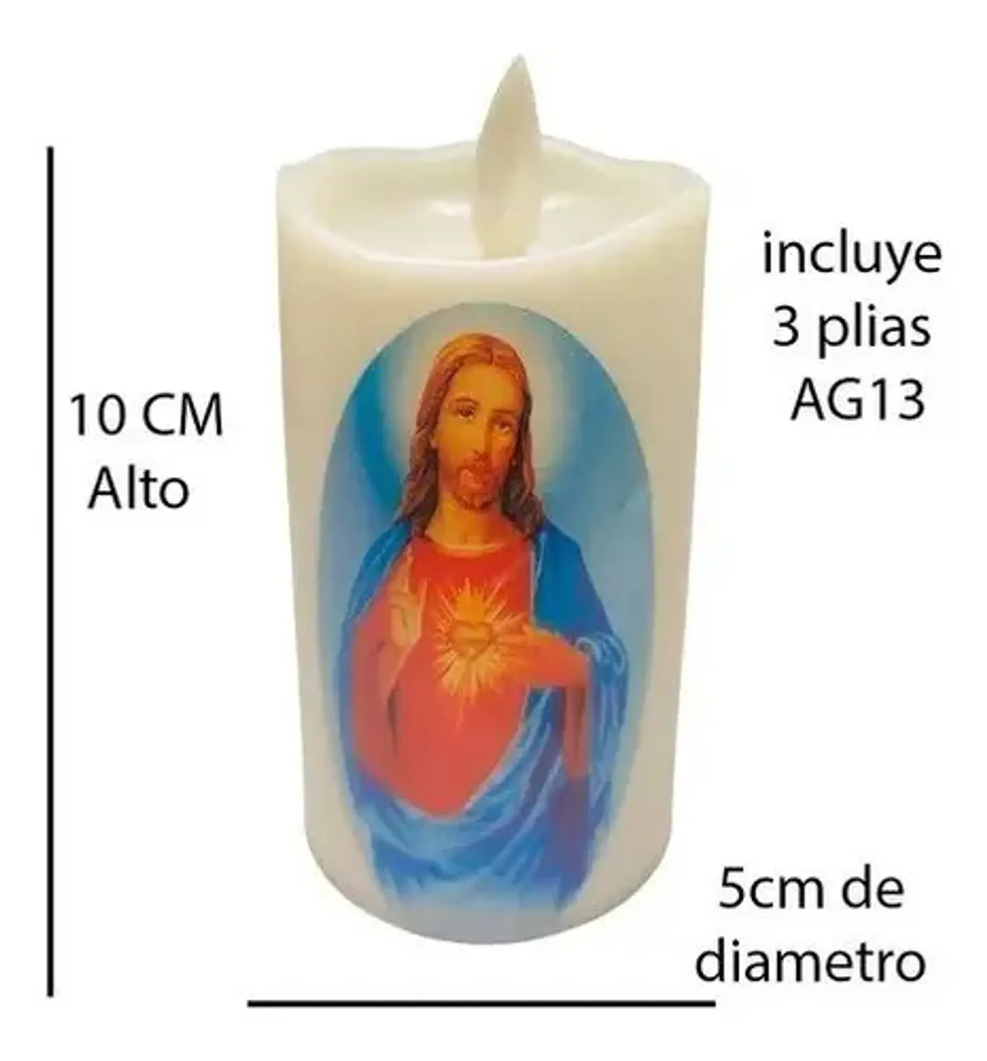 Vela Funcion De Pila Altar Luz  Led 7x5cm Velas Wm1003a  4