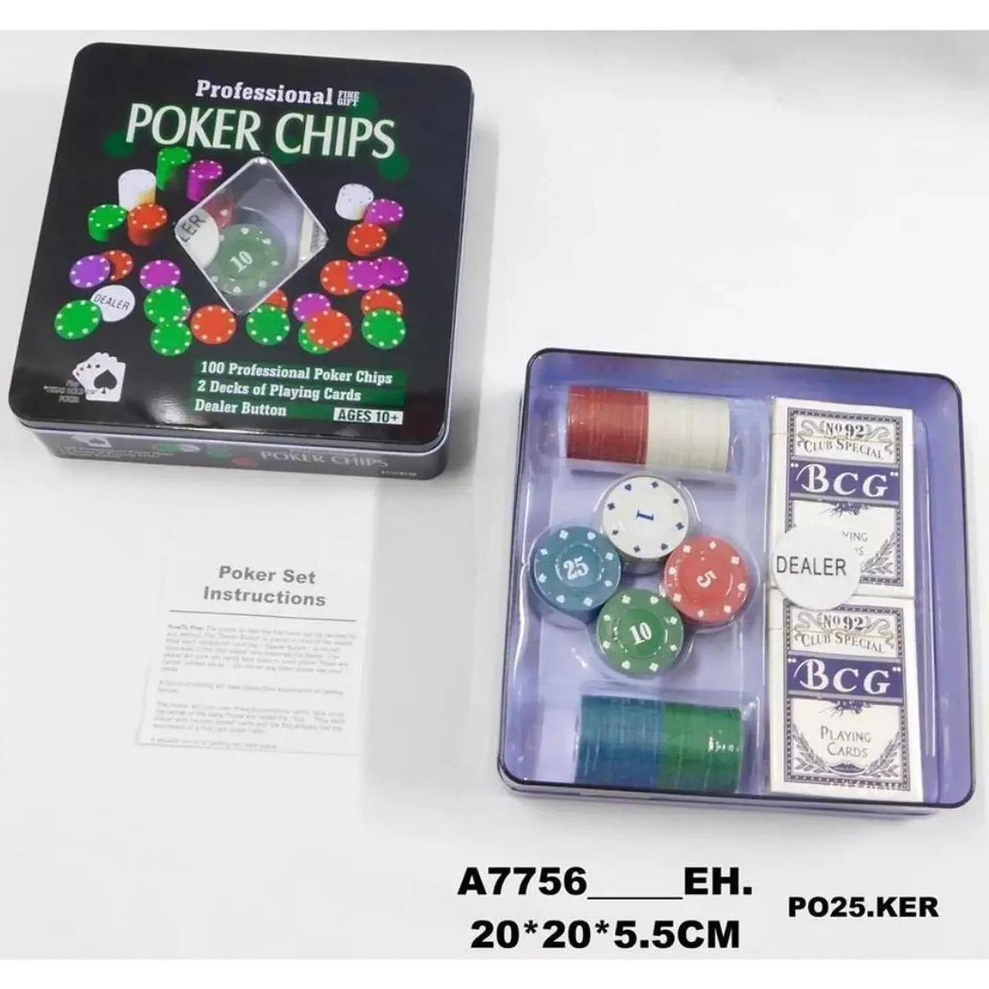 Poker Fichas X100 + 2 Mazos + Tapete Estuche De Lujo 4