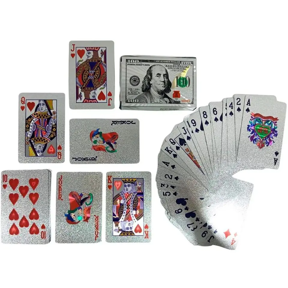 Poker Cartas Casino Profesionales Plateado Juego Mesa Dolar 1
