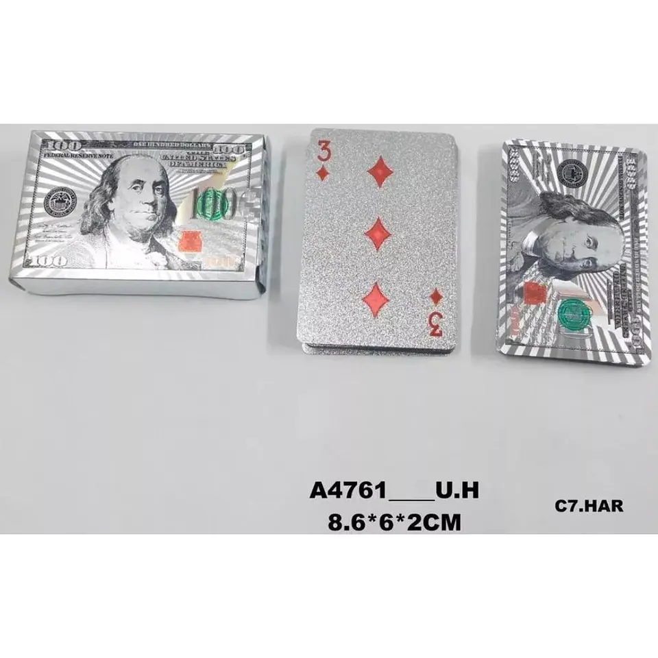 Poker Cartas Casino Profesionales Plateado Juego Mesa Dolar 3