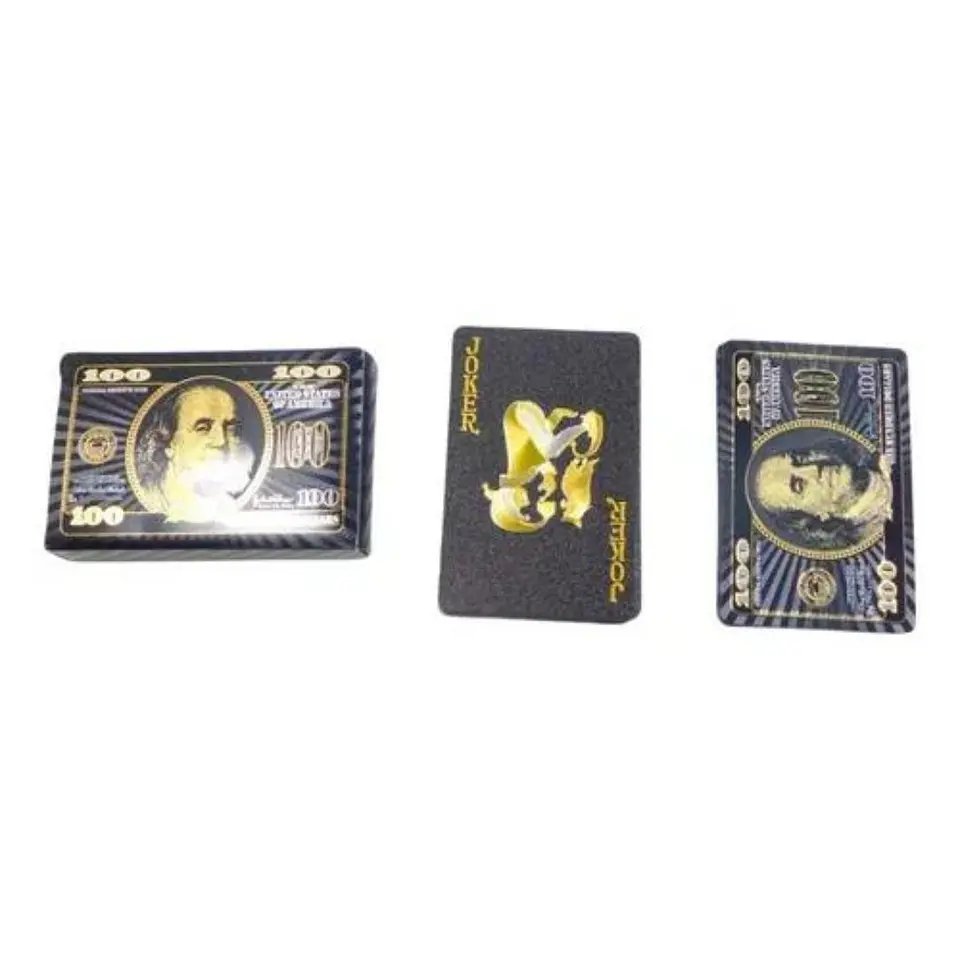 Poker Cartas Casino Profesional Negro Dólar Juego Mesa 3