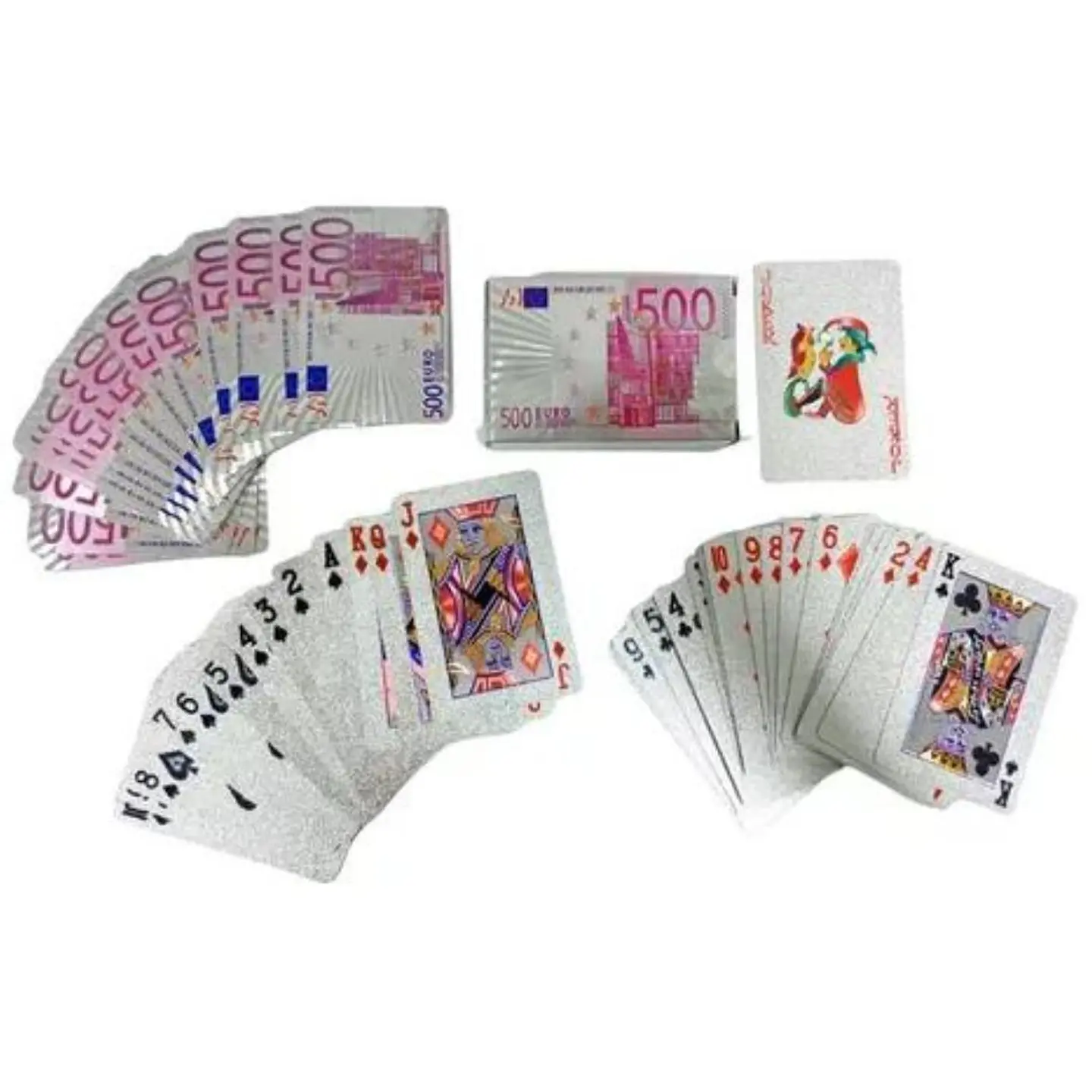 Cartas Poker Casino Profesionales Juego Mesa Plateado Euro 1