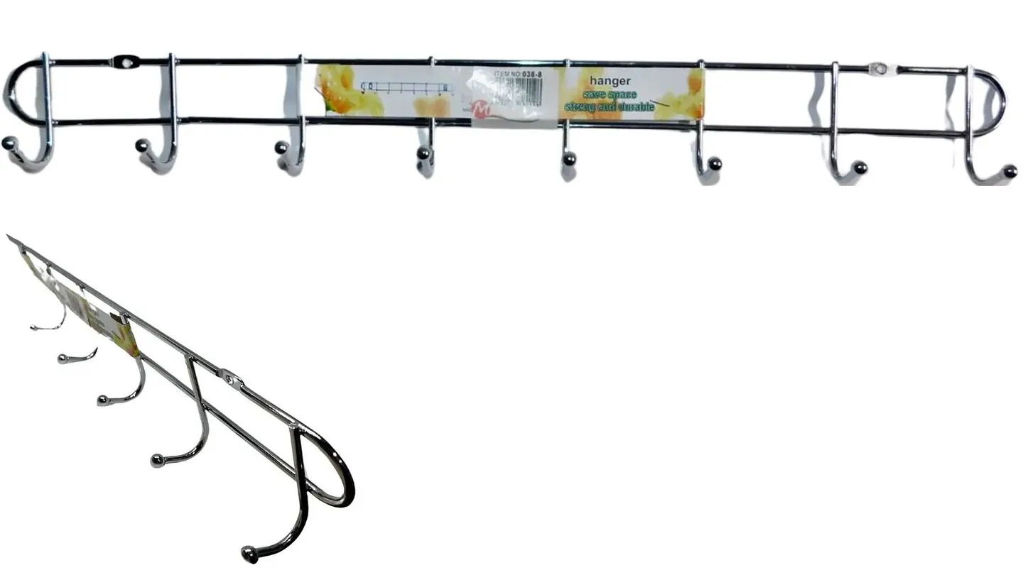 Perchero Organizador Soporte X 8 Ganchos Utensilios Plateado 3