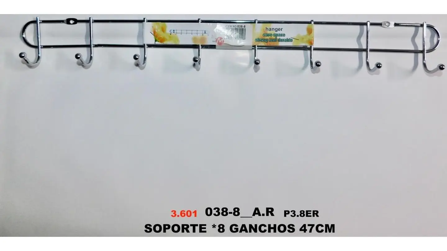 Perchero Organizador Soporte X 8 Ganchos Utensilios Plateado 6