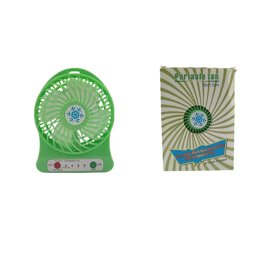 Ventilador + Pila Recargable Portátil Abanico Linterna Usb 3