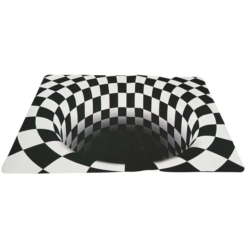Alfombra De Piso Efecto Visual 3d A Cuadros En Blanco 40x60 1